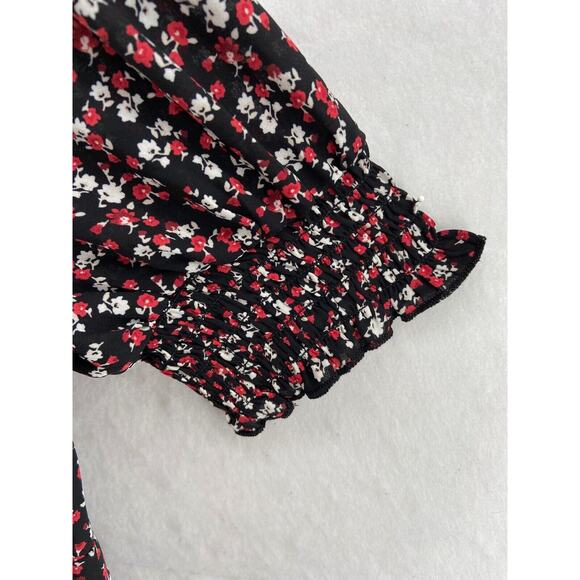 Row A Dress Women's Medi Floral Smocked Skirt Off‎ Shoulder Puff Sleeves NWT - Picture 8 of 9